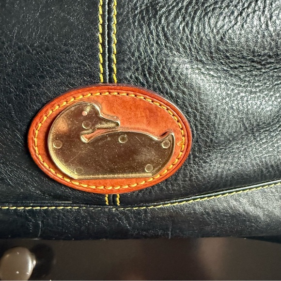 DOONEY & BOURKE Champosa Black Brown Pebbled Leather Satchel Handbag XL - Picture 9 of 13